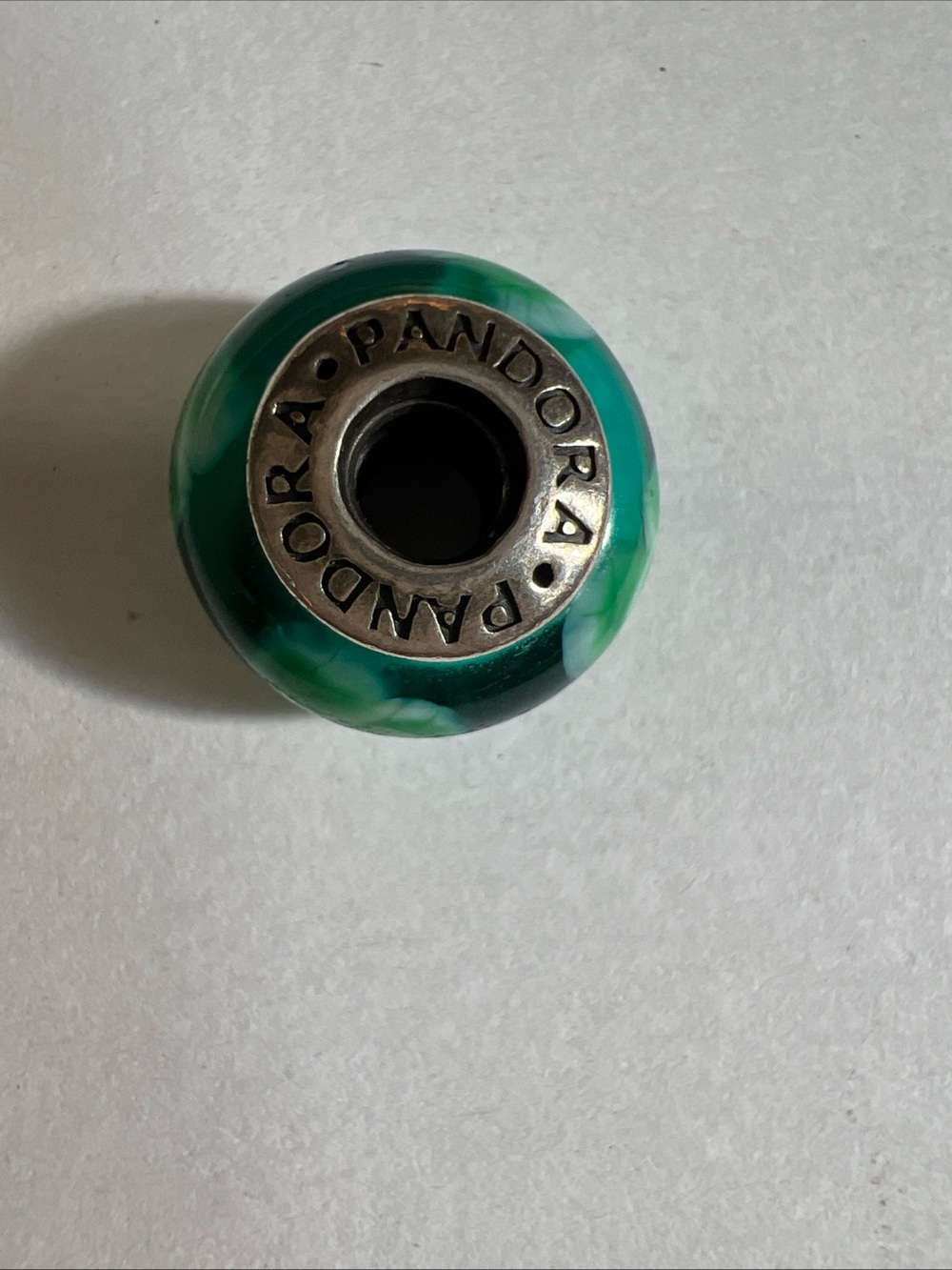 Pandora Green Swirl Murano Glass Charm Bead